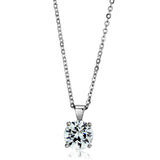 Rhodium Brass Chain Pendant with AAA Grade CZ  in Clear