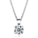 Rhodium Brass Chain Pendant with AAA Grade CZ  in Clear