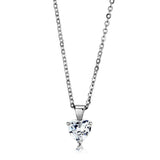 Rhodium Brass Chain Pendant with AAA Grade CZ  in Clear