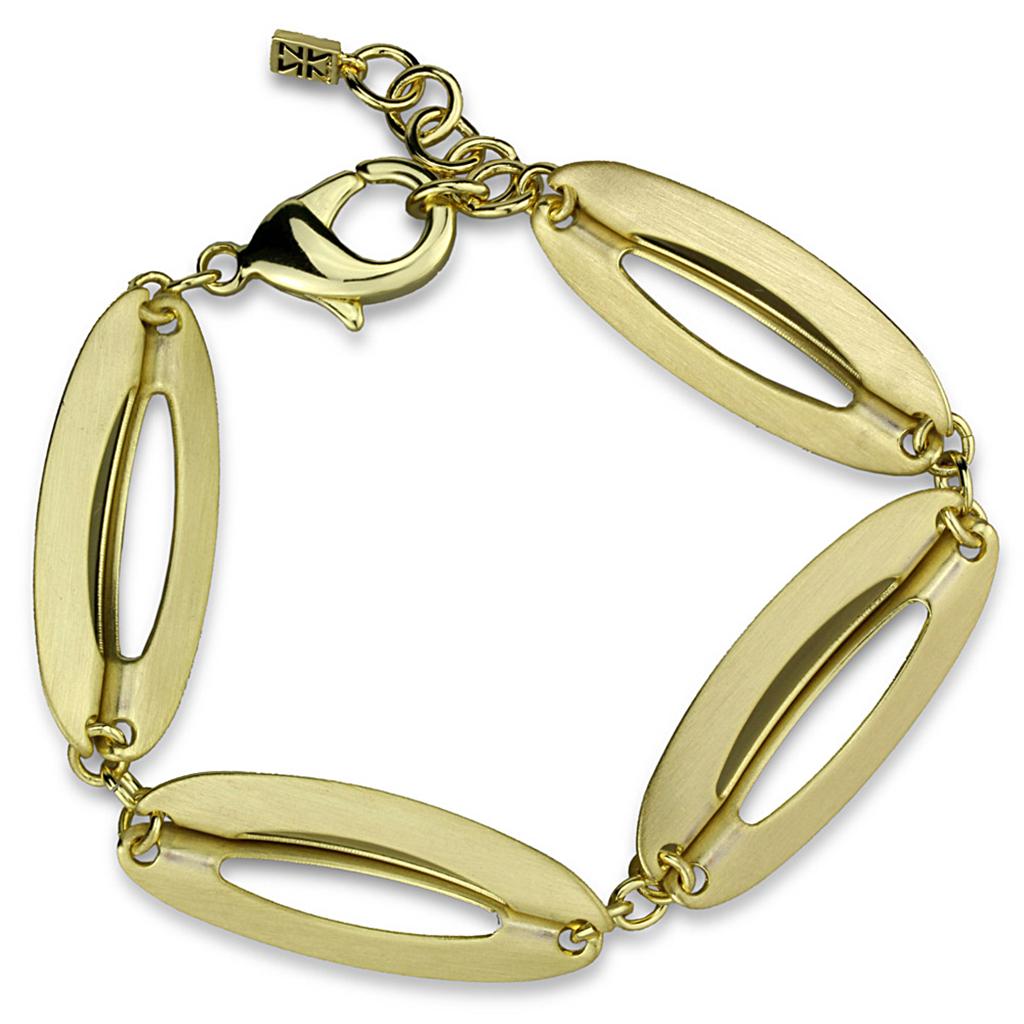 Gold & Brush Brass Bracelet with No Stone