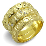 Gold & Brush Brass Ring with Top Grade Crystal  in Clear