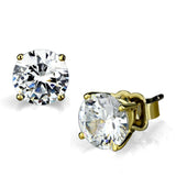 Gold Brass Earrings with AAA Grade CZ  in Clear