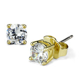 Gold Brass Earrings with AAA Grade CZ  in Clear