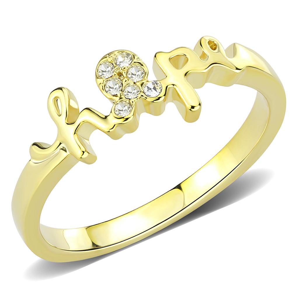 Flash Gold Brass Ring with Top Grade Crystal  in Clear