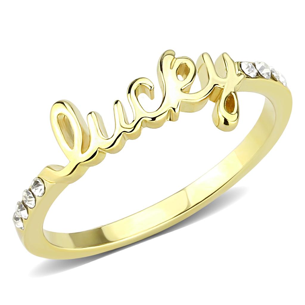Flash Gold Brass Ring with Top Grade Crystal  in Clear