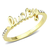 Flash Gold Brass Ring with Top Grade Crystal  in Clear