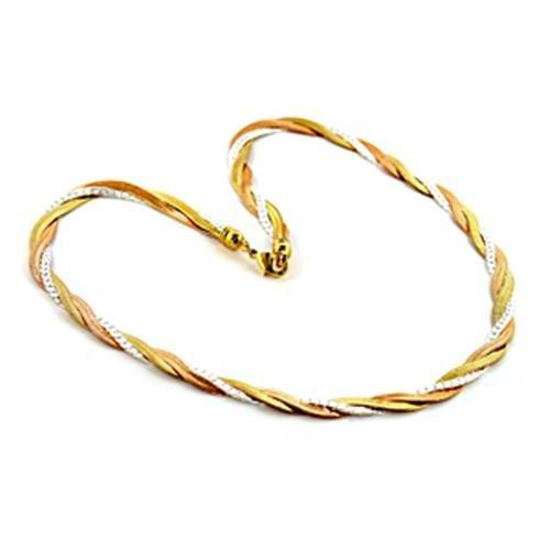 Tricolor White Metal Necklace with No Stone