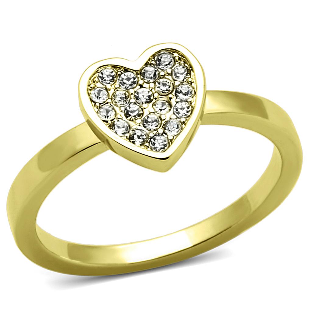 Flash Gold Brass Ring with Top Grade Crystal  in Clear