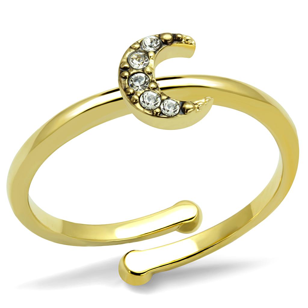 Flash Gold Brass Ring with Top Grade Crystal  in Clear