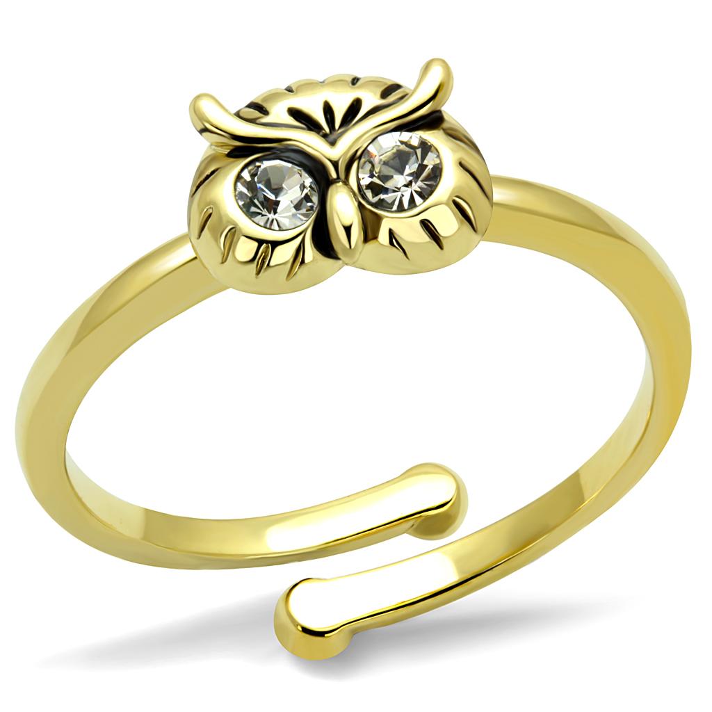 Flash Gold Brass Ring with Top Grade Crystal  in Clear