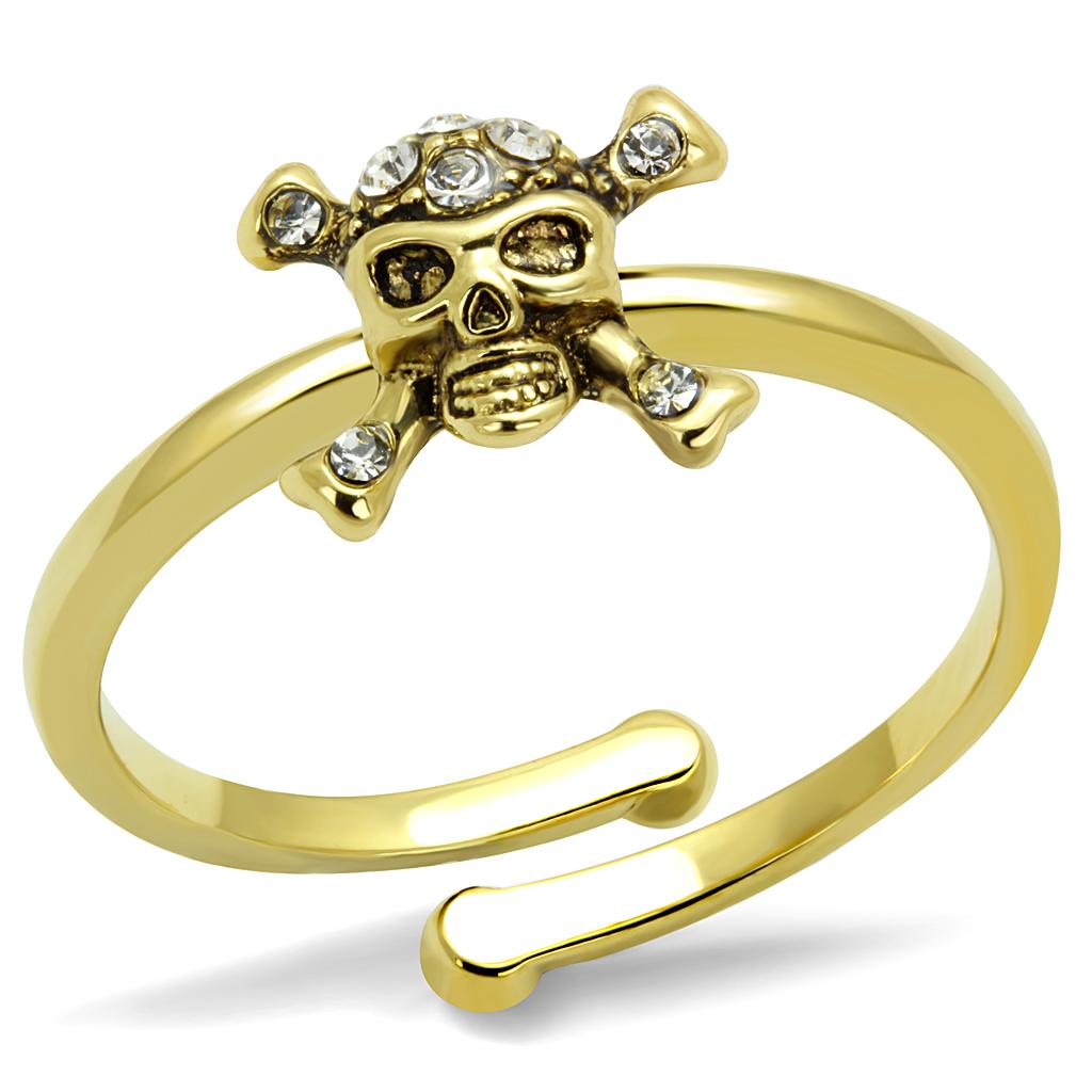 Flash Gold Brass Ring with Top Grade Crystal  in Clear