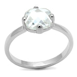 Rhodium Brass Ring with AAA Grade CZ  in Clear