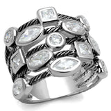 Rhodium Brass Ring with AAA Grade CZ  in Clear