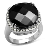 Rhodium Brass Ring with AAA Grade CZ  in Black Diamond