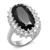 Rhodium Brass Ring with AAA Grade CZ  in Black Diamond