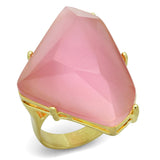 Gold & Brush Brass Ring with Synthetic Cat Eye in Rose