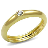 Gold Brass Ring with AAA Grade CZ  in Clear