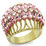 IP Gold(Ion Plating) Brass Ring with Top Grade Crystal  in Rose
