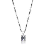 Rhodium Brass Chain Pendant with AAA Grade CZ  in Clear