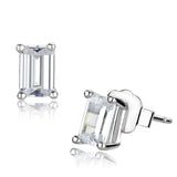 Rhodium Brass Earrings with AAA Grade CZ  in Clear