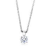 Rhodium Brass Chain Pendant with AAA Grade CZ  in Clear