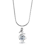 Rhodium Brass Chain Pendant with AAA Grade CZ  in Clear