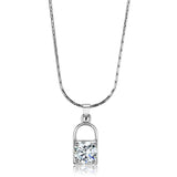 Rhodium Brass Chain Pendant with AAA Grade CZ  in Clear