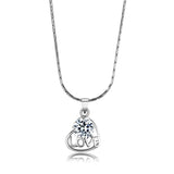 Rhodium Brass Chain Pendant with AAA Grade CZ  in Clear