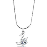 Rhodium Brass Chain Pendant with AAA Grade CZ  in Clear
