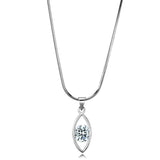 Rhodium Brass Chain Pendant with AAA Grade CZ  in Clear
