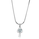 Rhodium Brass Chain Pendant with AAA Grade CZ  in Clear