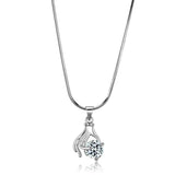 Rhodium Brass Chain Pendant with AAA Grade CZ  in Clear