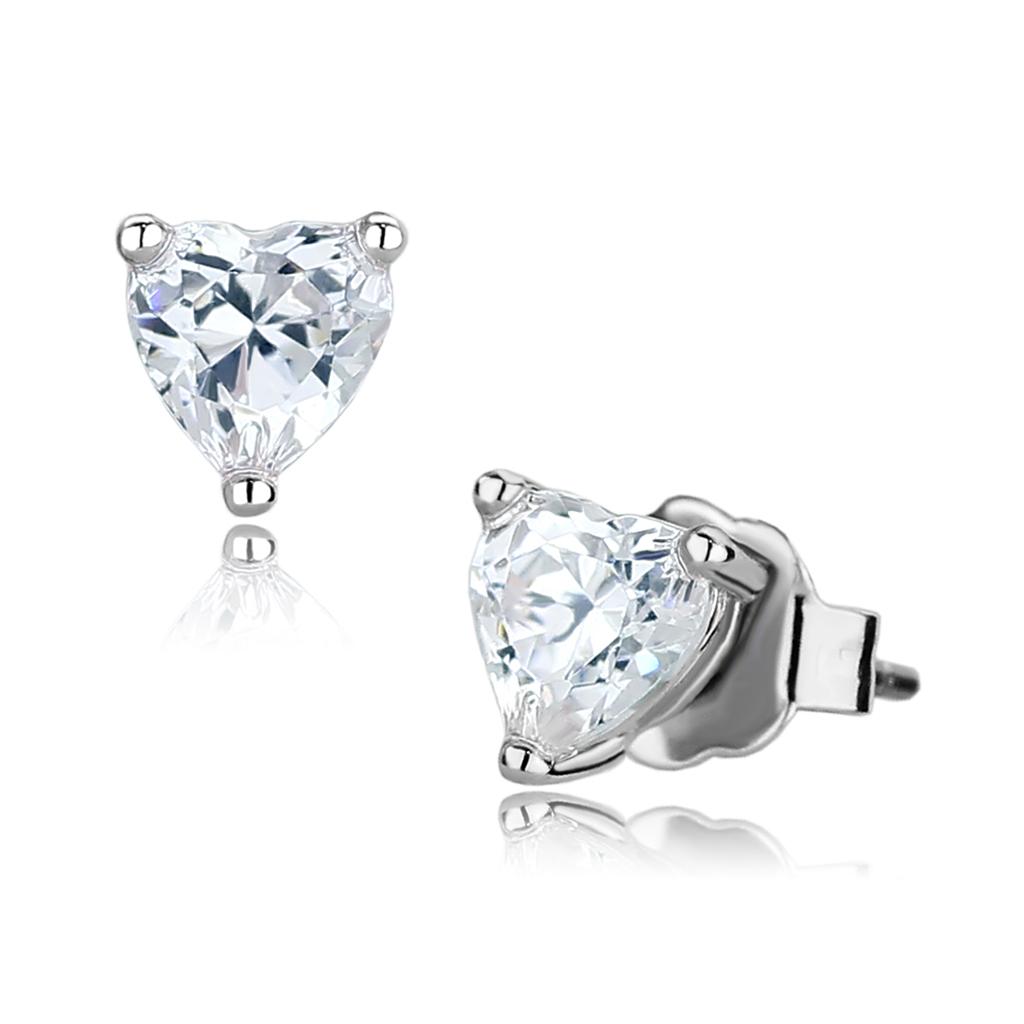 Rhodium Brass Earrings with AAA Grade CZ  in Clear