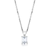 16+2 - Rhodium Brass Chain Pendant with AAA Grade CZ  in Clear