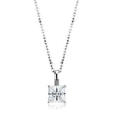Rhodium Brass Chain Pendant with AAA Grade CZ  in Clear