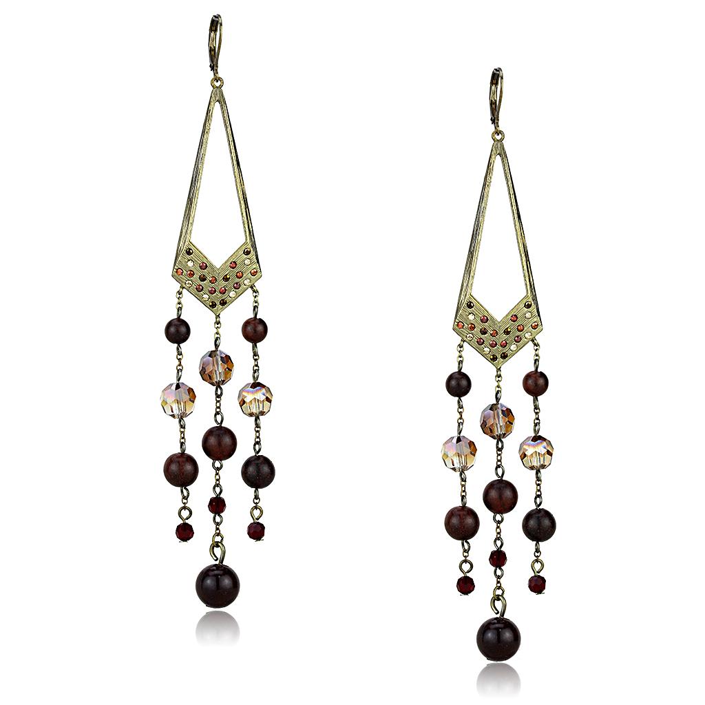 Antique Copper Brass Earrings with Assorted  in Multi Color