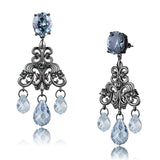 TIN Cobalt Black Brass Earrings with AAA Grade CZ  in Sea Blue