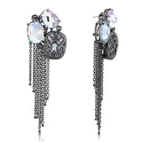 TIN Cobalt Black Brass Earrings with AAA Grade CZ  in Clear