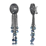 TIN Cobalt Black Brass Earrings with AAA Grade CZ  in Clear