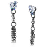 TIN Cobalt Black Brass Earrings with AAA Grade CZ  in Clear
