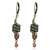 Antique Copper Brass Earrings with AAA Grade CZ  in Garnet