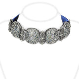 TIN Cobalt Black Brass Necklace with AAA Grade CZ  in Clear