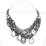 TIN Cobalt Black Brass Necklace with AAA Grade CZ  in Clear