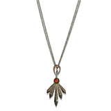 Antique Copper Brass Necklace with Synthetic Synthetic Glass in Champagne