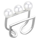 Rhodium Brass Ring with Synthetic Pearl in White