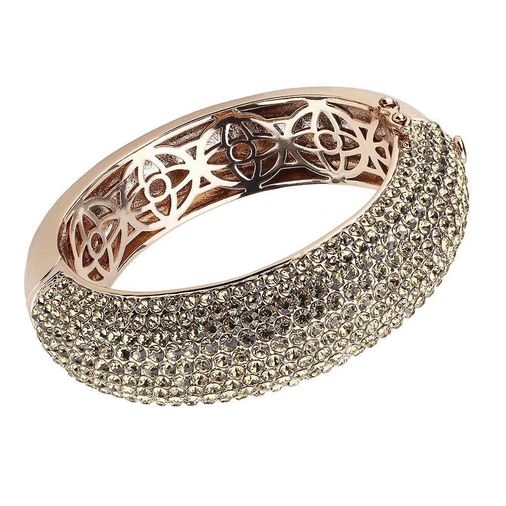 Rose Gold+e-coating Brass Bangle with Top Grade Crystal  in Citrine Yellow