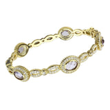 Gold Brass Bangle with Synthetic  in Light Amethyst