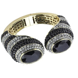 Gold Brass Bangle with Synthetic  in Jet