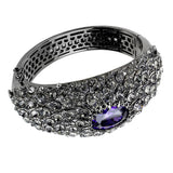 TIN Cobalt Black Brass Bangle with AAA Grade CZ  in Tanzanite