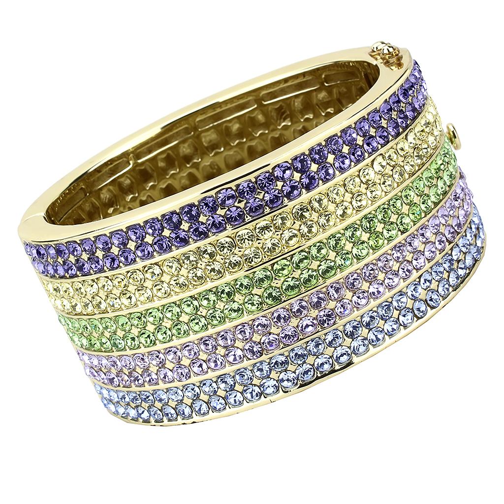 Gold Brass Bangle with Top Grade Crystal  in Multi Color